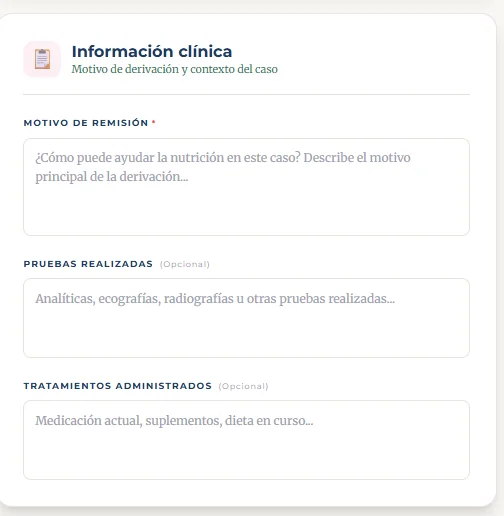 Sistema de derivación - Información clínica